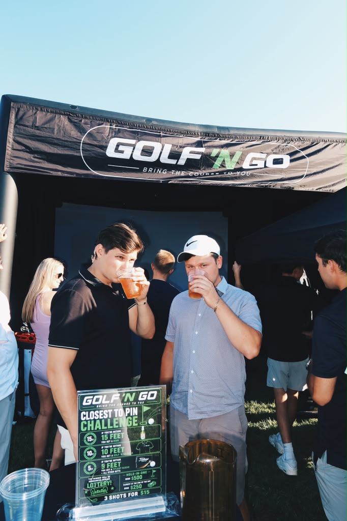 Golf n Go portable golf simulator setup at a Chicagoland event