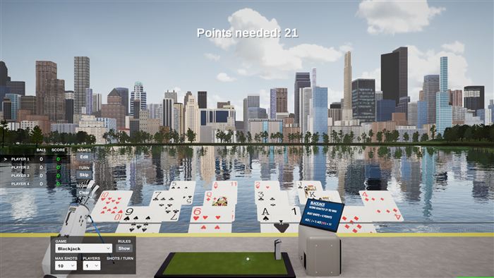 Blackjack arcade game on the simulator