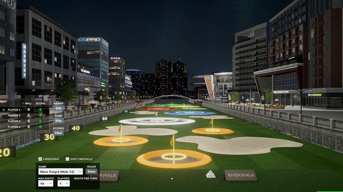 Glow target arcade game on the simulator