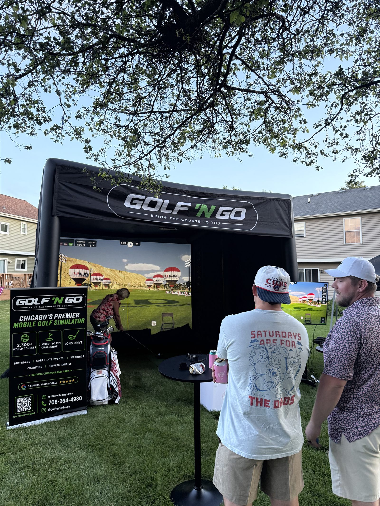 Mobile golf simulator event setup in Lake Forest Illinois