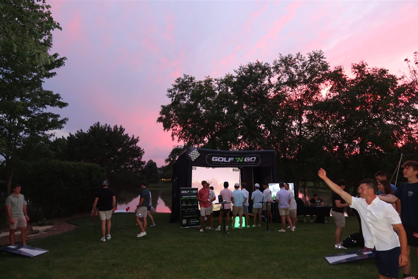 Mobile golf simulator event setup in Northbrook Illinois