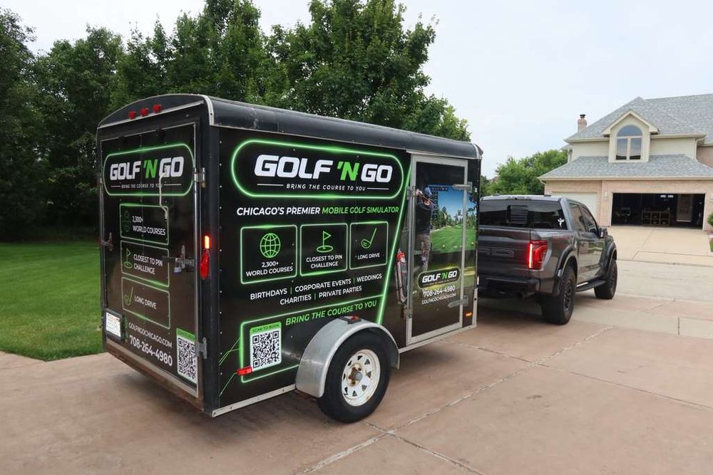 Golf n Go Chicago simulator delivered to a Naperville driveway event